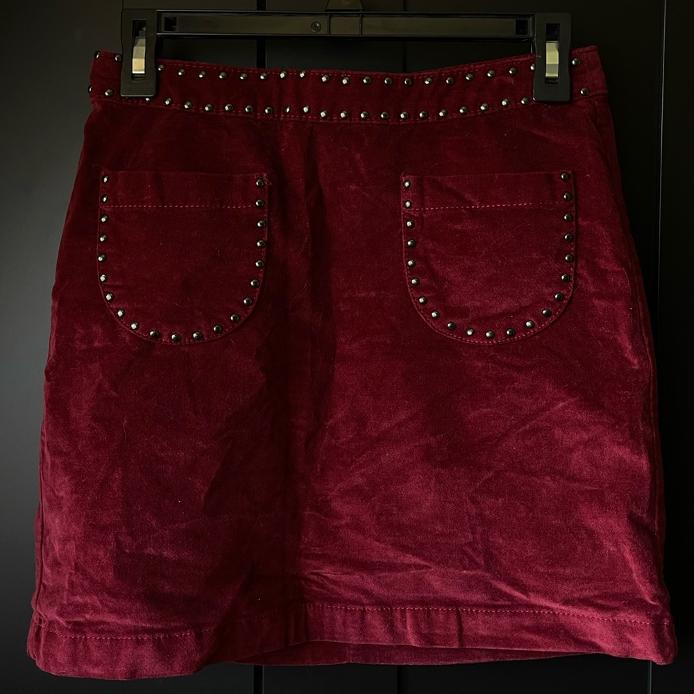 Mossimo red velvet studded mini skirt